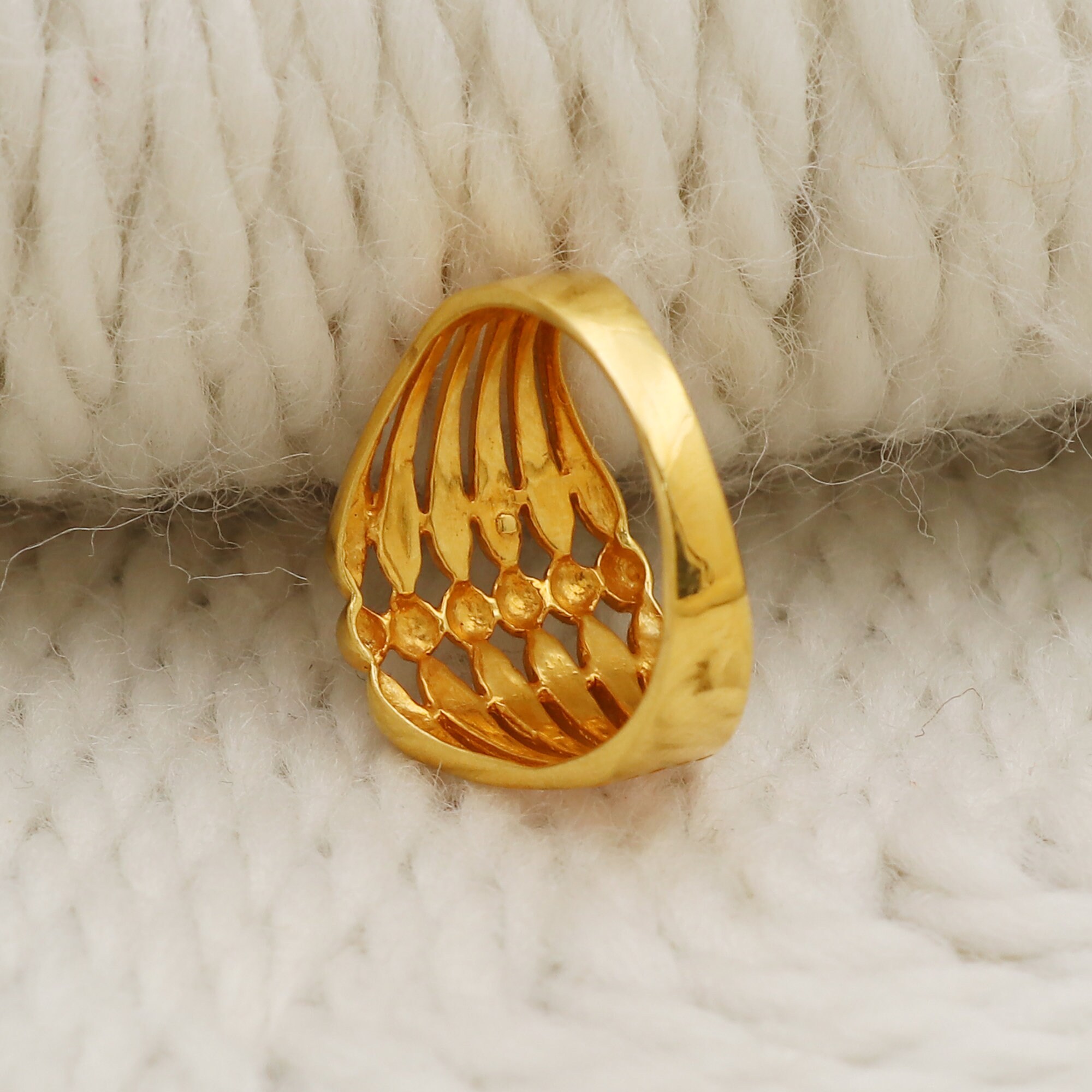22k Gold Ring, 22kt Solid Gold Ring, Handmade Gold Jewelry, Indian ...