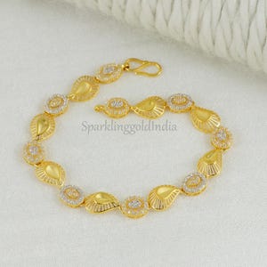Leaf Pure 22k Yellow Gold Bracelet Jewelry, 22k916 gold bracelet  OS3884
