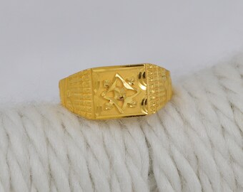 22k yellow gold rings Indian handmade jewelry for gift Indian gold 22kt daily wear jewelry os2696