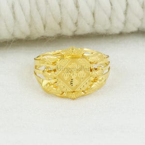 Hochzeit 22k Goldring, Handgemachter Schmuck, Indisch, Feier, Echtes Gold, Herren Goldring, Für Unisex, handgefertigter Goldring, OS3532