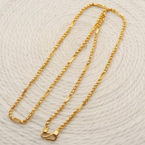 22k yellow gold chain necklace jewelry for gift, Indian gold 22kt jewels, unique rope chain. os1035