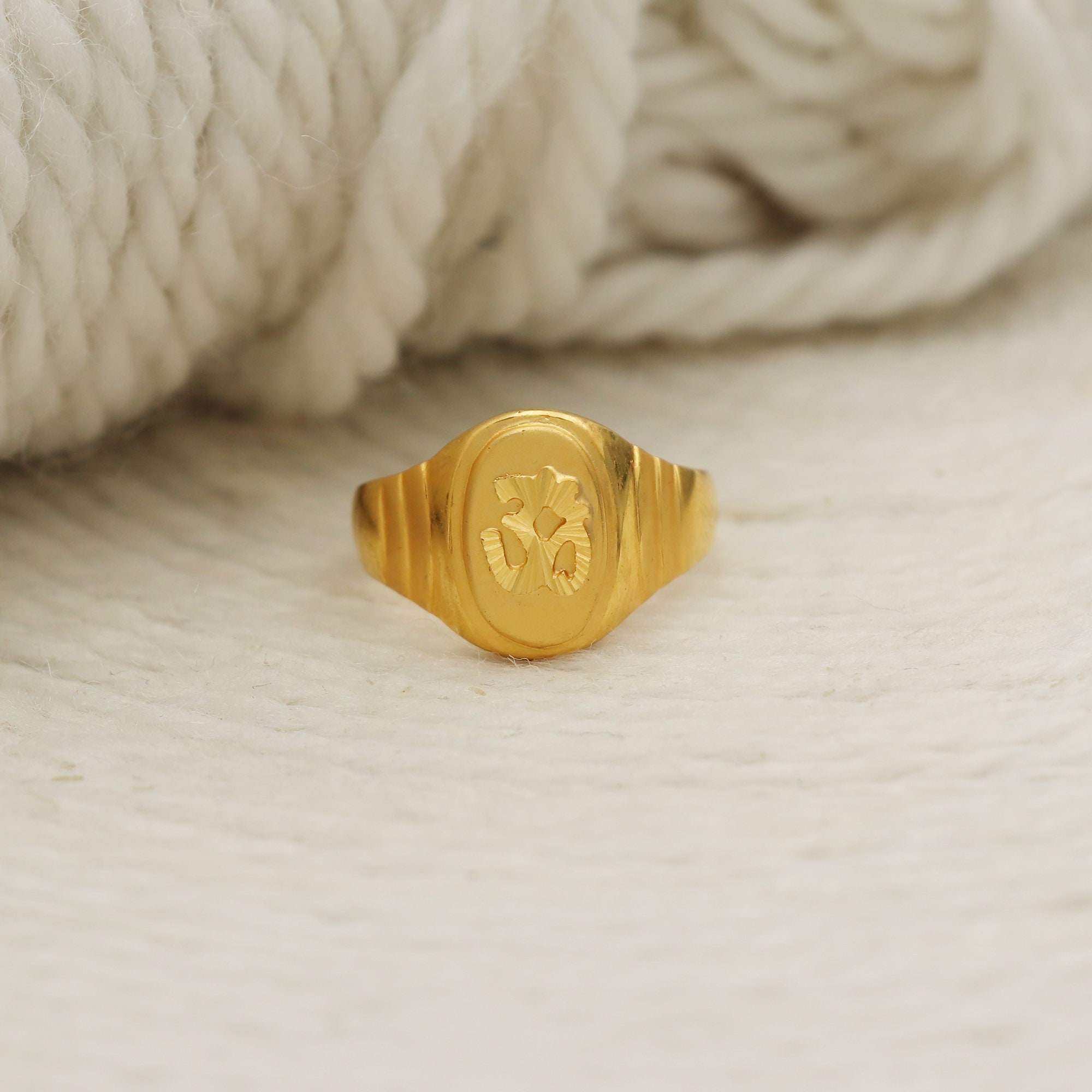 Om 22k Gold Ring, Handmade Jewelry, Indian, Gift, Real Gold