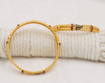 Beautifully Crafted Handmade 22k Gold Cuff Bangle, Fine Designed