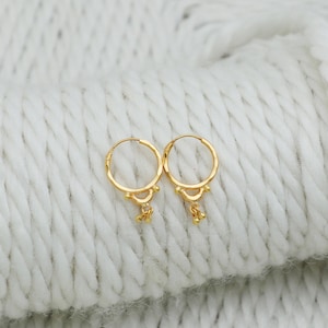 18kt Gold Earrings, Solid Gold Handmade Women Jewelry, Indian, Gift, Real Gold, handcrafted Vintage Gold Hoop Earrings Xmas Gift