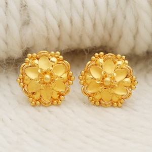 22k Gelbgold Ohrstecker handgemachte Schmuck für Geschenk, indische solid Gold 22kt Juwelen, OS2067