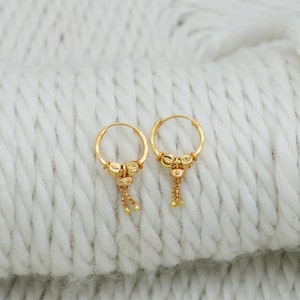 22k Gold Earrings, Solid Gold Handmade Women Jewelry, Indian, Gift, Real Gold, handcrafted Vintage Gold Hoop Earrings Xmas Gift