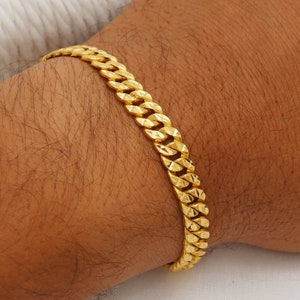 men 22k yellow gold chain bracelet handmade jewelry for men gift for men, Indian gold 22kt jewelry, OOS2164