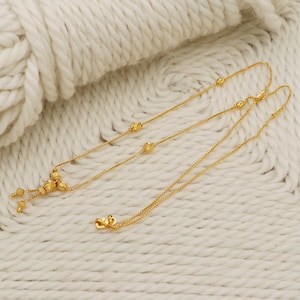 box style beads 22k yellow gold chain necklace jewelry for gift, Indian gold 22kt jewels, os1527