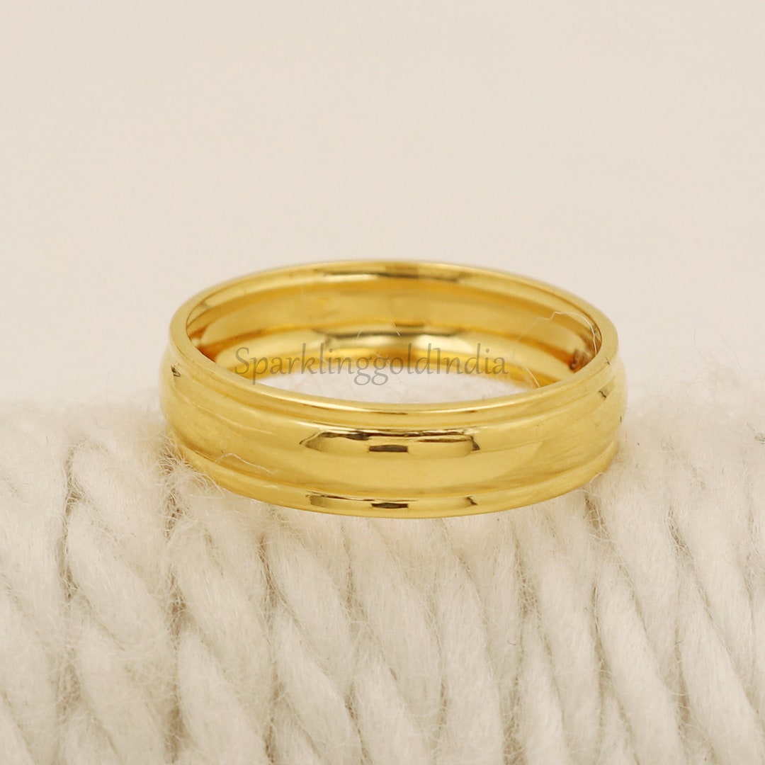22k Yellow Gold Band Ring, 22kt 22ct Gold Ring Jewelry, Fine Real Gold ...