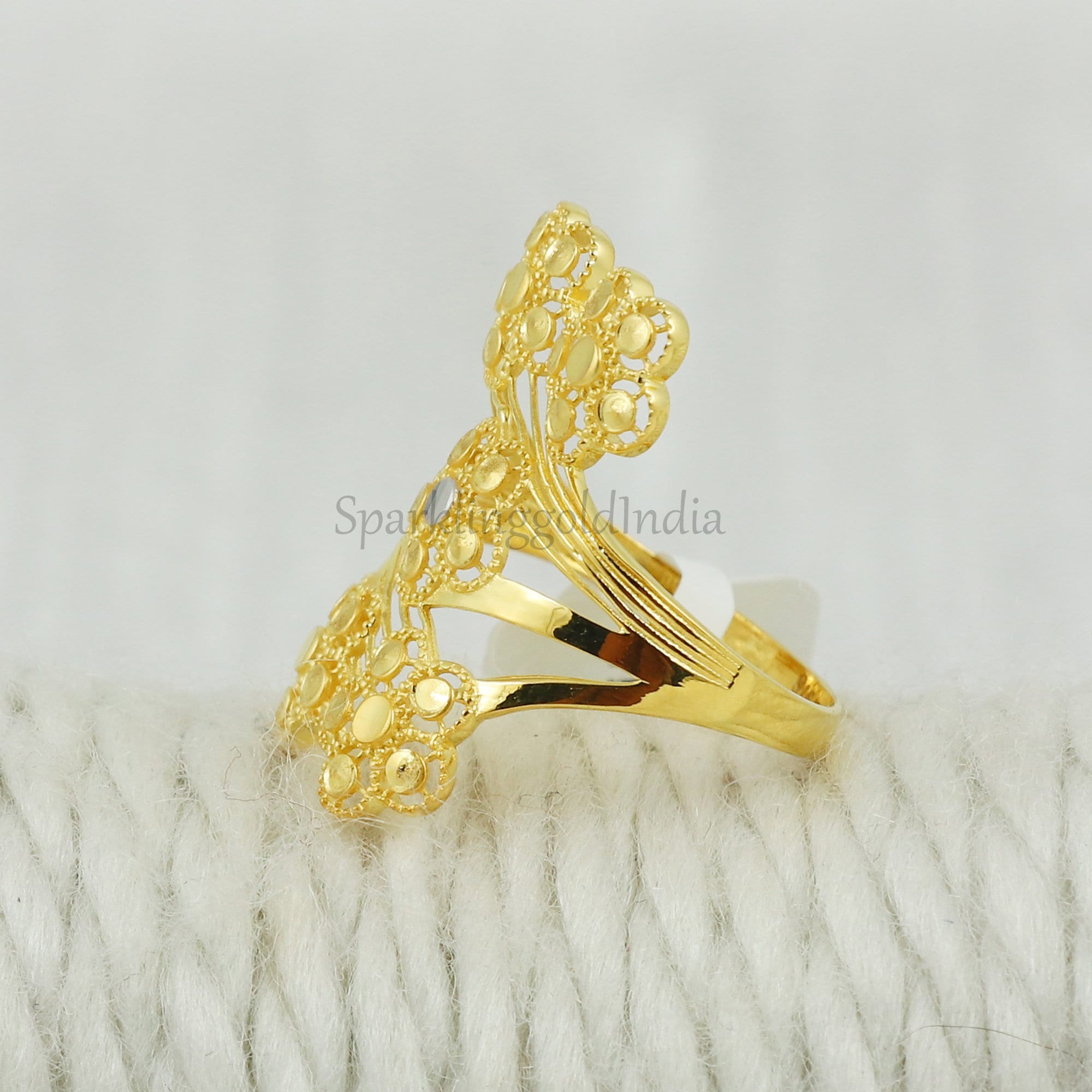 Stunning 22k Genuine Gold Flower Ring, Handmade Jewelry