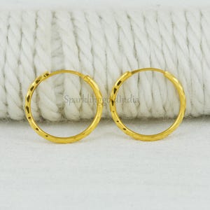 22k yellow gold hoop earrings handmade jewelry for gift, Indian gold 22kt jewels, OS3616