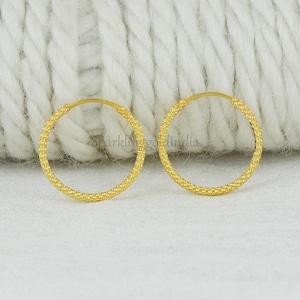 22k yellow gold hoop earrings handmade jewelry for gift, Indian gold 22kt jewels, OS3618