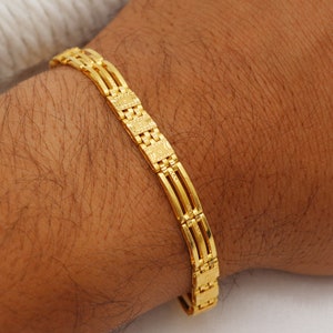 men 22k yellow gold chain bracelet handmade jewelry for men Pretty gift for men, Indian gold 22kt jewelry