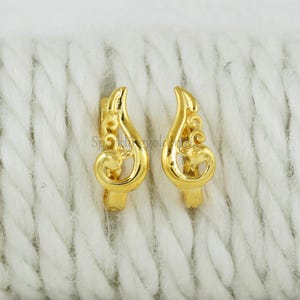 hoop 22k yellow genuine gold hoop earrings handmade jewelry for gift, Indian gold 22kt jewels, OS3641