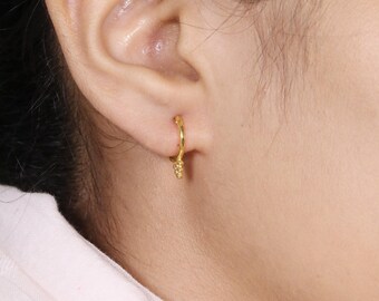 Brincos de argola em ouro amarelo 18k, joias artesanais para presente, joias indianas em ouro 18k, OS3269