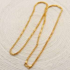 22k yellow gold chain necklace jewelry for gift, Indian gold 22kt jewels, handmade beads gold chain. os1042