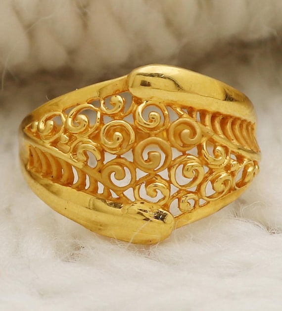 22k Gold Ring, Handmade Jewelry, Indian, Gift, Real Gold, Women
