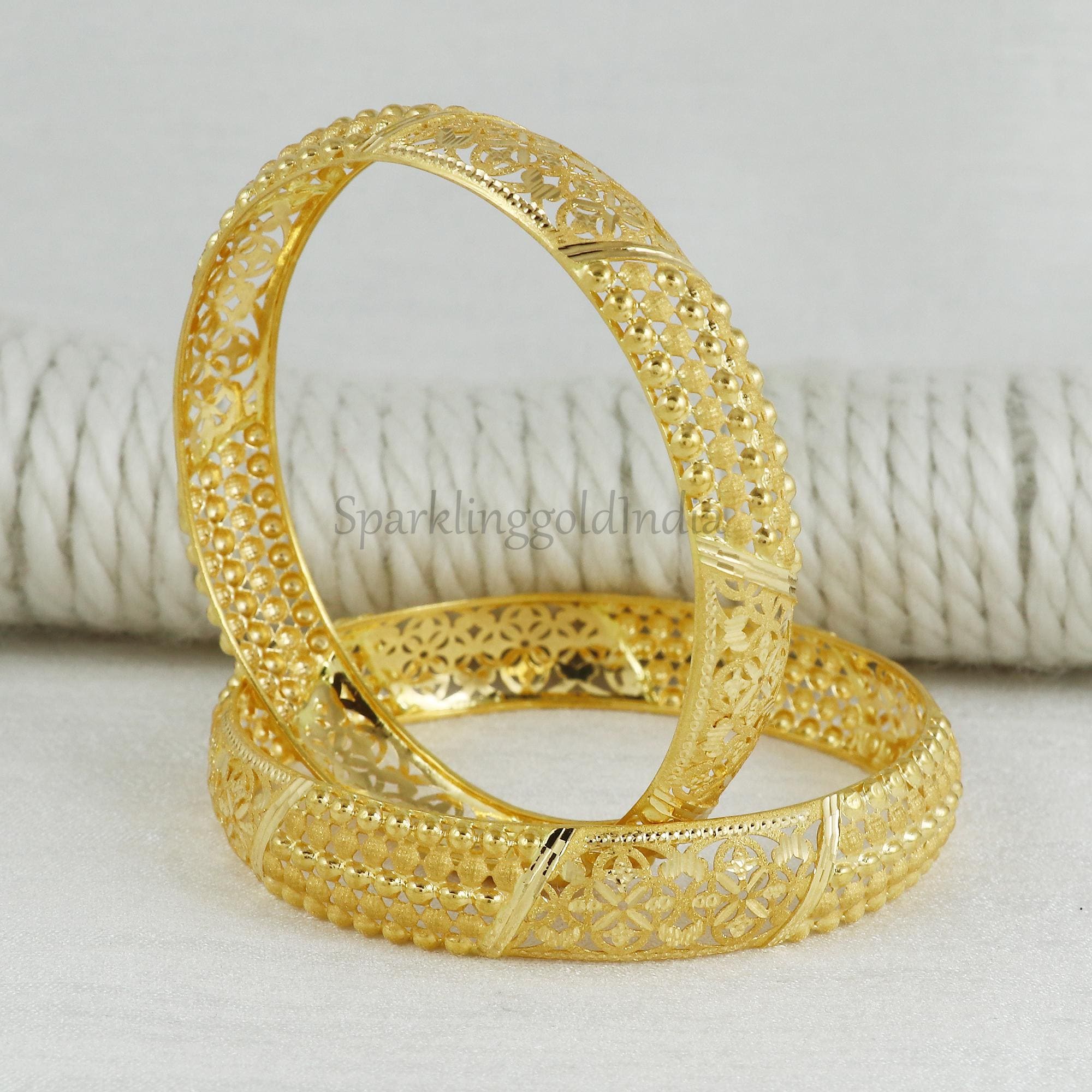 22k Solid Gold Bangle, BIS Hallmark Traditional Filigree Jali Work