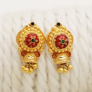 22k Gelbgold Tops Ohrstecker handgemachte Schmuck für Geschenk, indische solide Gold 22kt Juwelen, OS2131