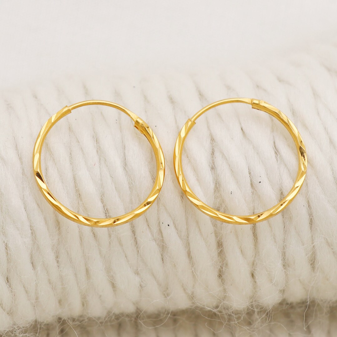 Japan Jewelry - K18 Japan gold hoop earrings 3x60 5 grams