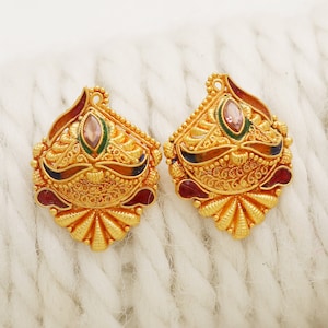 22k Gelbgold Ohrstecker handgemachte Schmuck für Geschenk, indische solid Gold 22kt Juwelen, OS2135