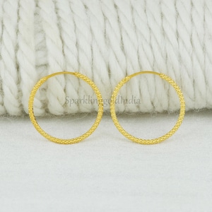 22k yellow gold hoop earrings handmade jewelry for gift, Indian gold 22kt jewels, OS3615