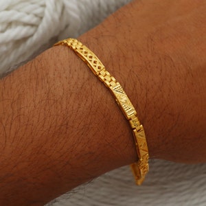 22k yellow gold chain bracelet handmade jewelry for gift, Indian gold 22kt jewelry