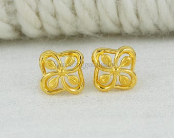 22k Yellow Gold Stud Earrings Handmade Jewelry for Gift