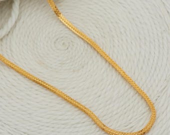 Dainty 22K Gold Finish Flat snake Chain, Lightweight Minimalist Neckpiece, Indian gold 22kt jewels, HH3343