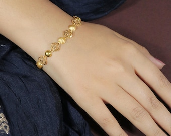 pretty designer 22k fine gold chain bracelet, handmade indian jewelry, OOS2175