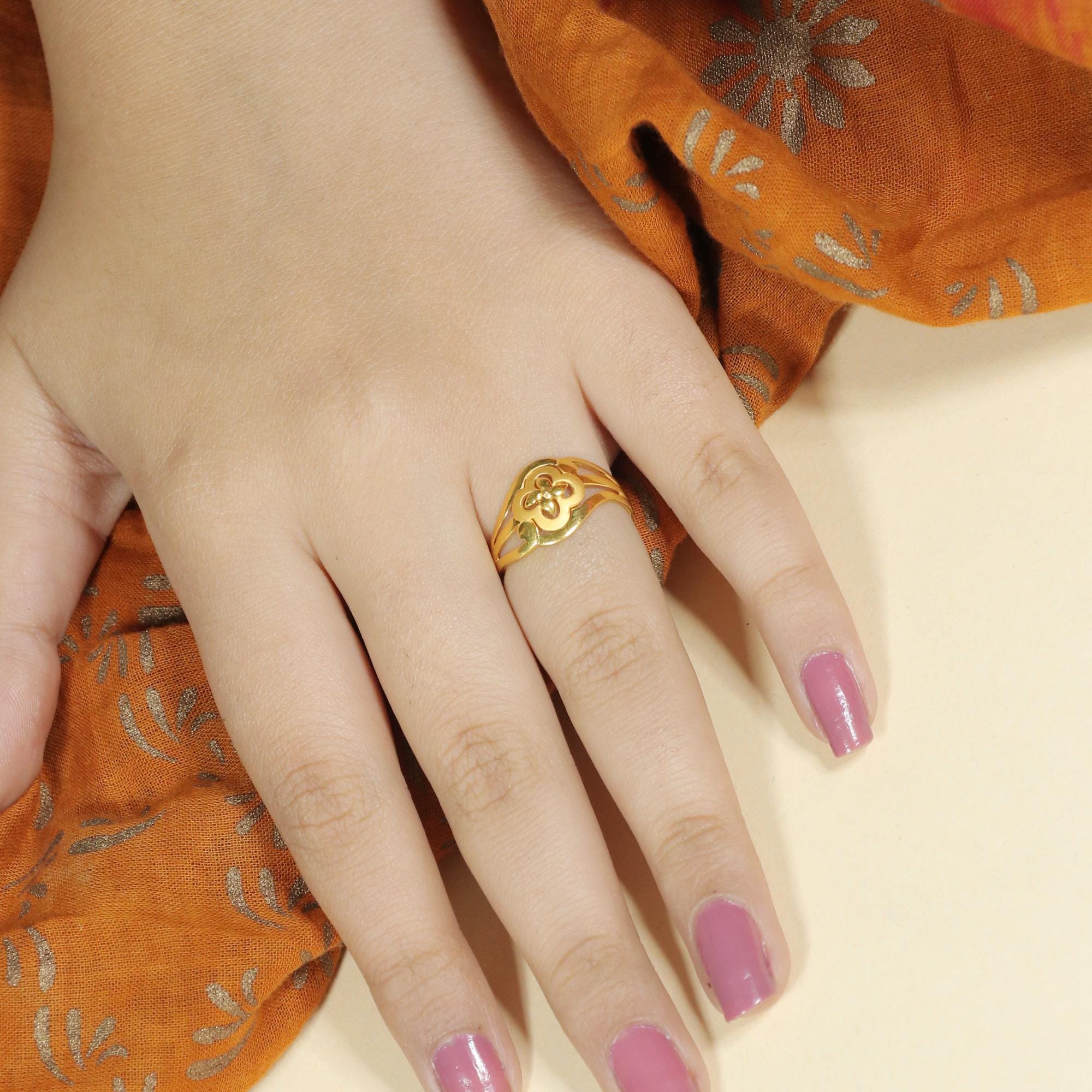 22k Gold Ring, Indian Handmade Jewelry, Women's Real Ring, OOS2468