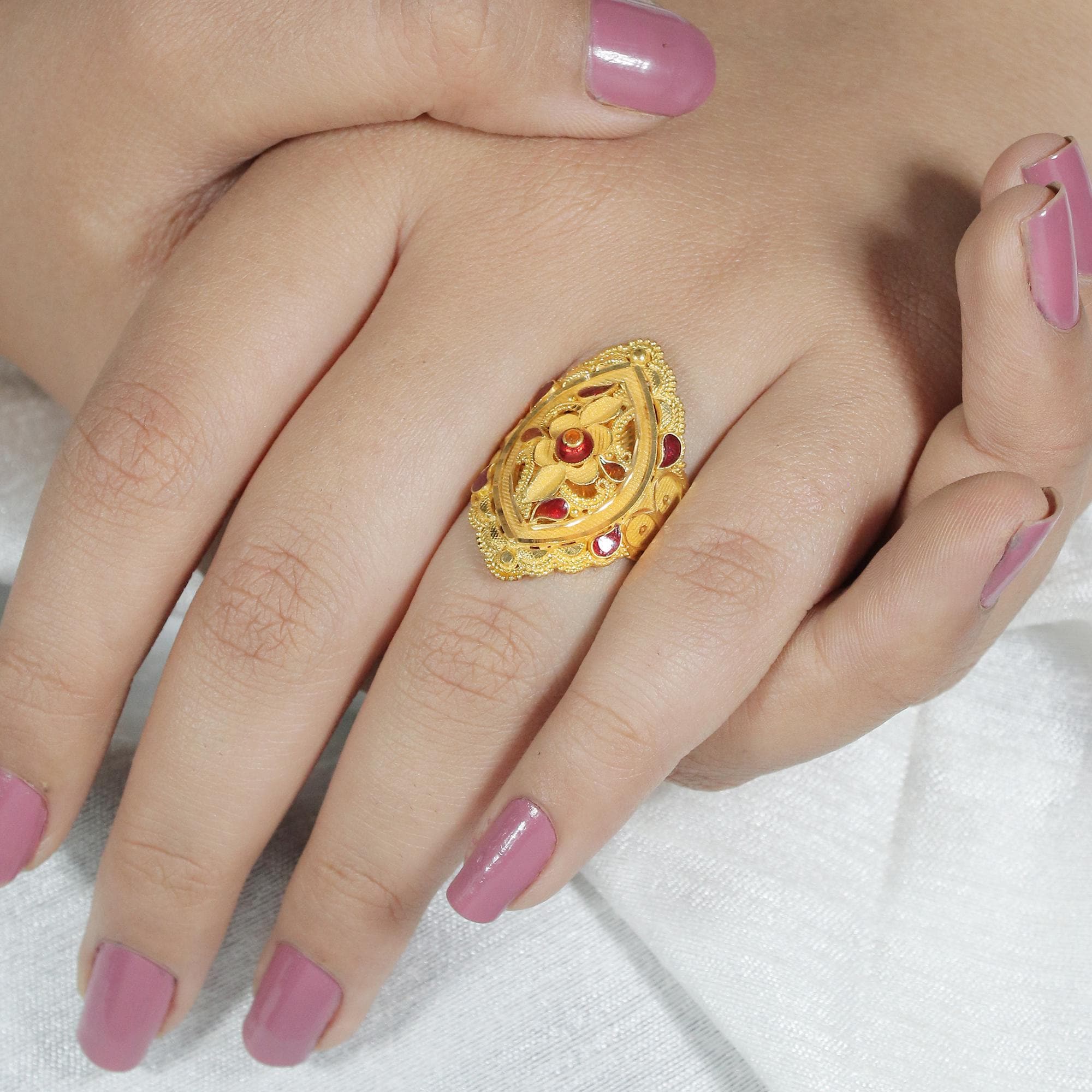 22k Gold Ring, Handmade Jewelry, Indian, Gift, Real Gold, Women