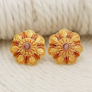 22k Gelbgold Ohrstecker handgemachte Schmuck für Geschenk, indische solid Gold 22kt Juwelen, OS2069