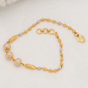 22k yellow gold chain bracelet handmade jewelry for women Pretty gift for women, Indian gold 22kt jewelry