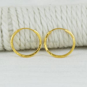 22k yellow gold hoop earrings handmade jewelry for gift, Indian gold 22kt jewels, OS3614