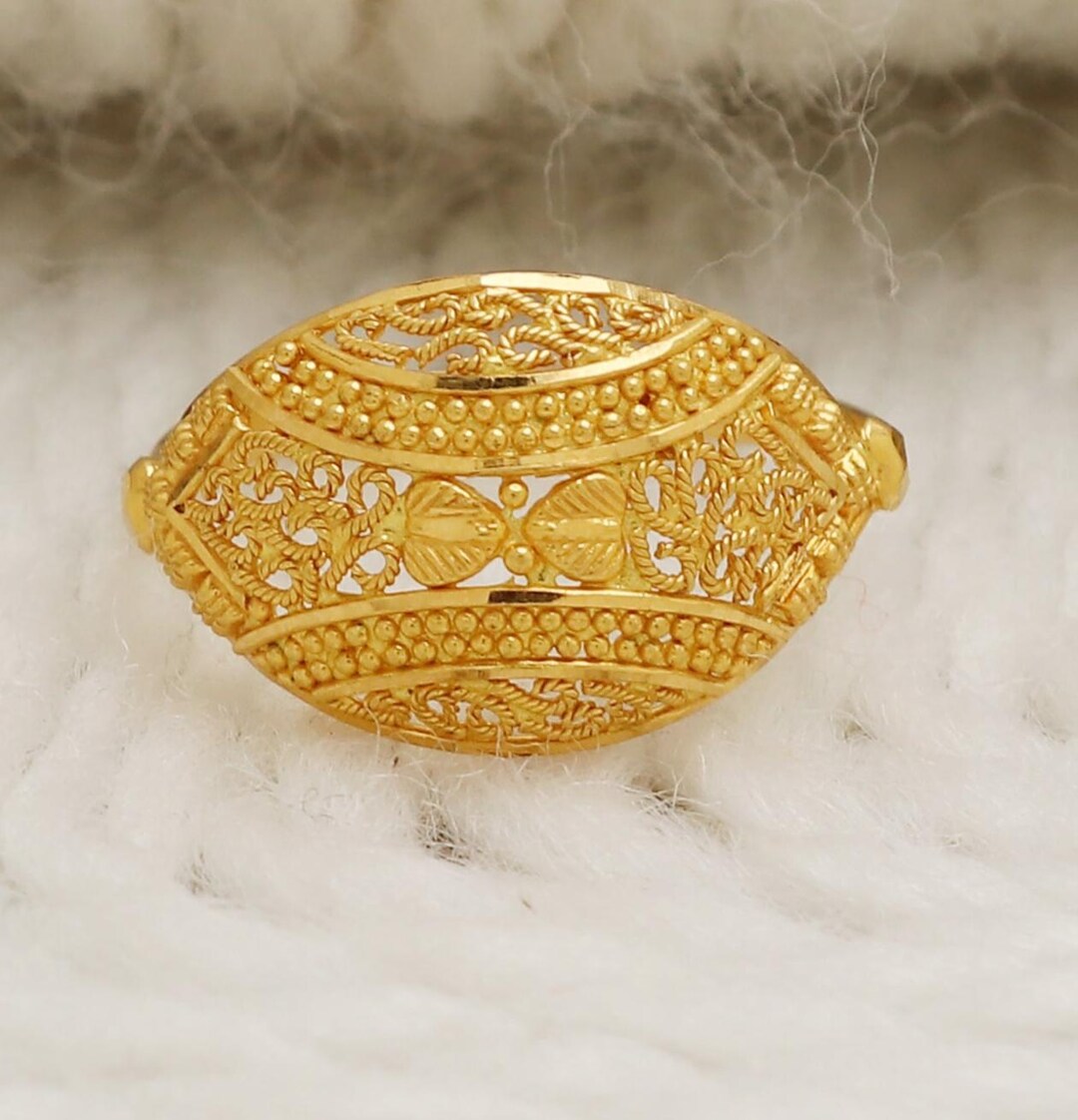 INDIAN JEWELRY IH(Indian Hand Made) リング 22k Gold Ring Handmade Indian , Luxurious Jewelry, Gift, Real Gold