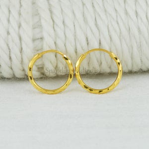 22k yellow gold hoop earrings handmade jewelry for gift, Indian gold 22kt jewels, OS3617