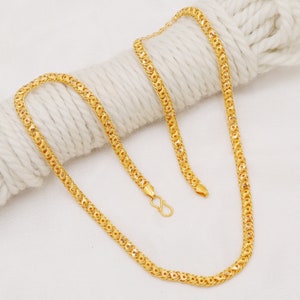 Mens 22k yellow gold chain necklace jewelry for gift, Indian gold 22kt jewels , daily wear chain for jewellery lover