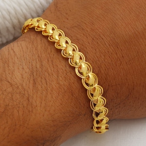 lotus 22k yellow gold chain bracelet handmade jewelry for men Pretty gift for men, Indian gold 22kt jewelry