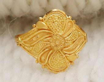 22k Pure Solid Gold Handmade Ring . Genuine 916 Gold Purity With