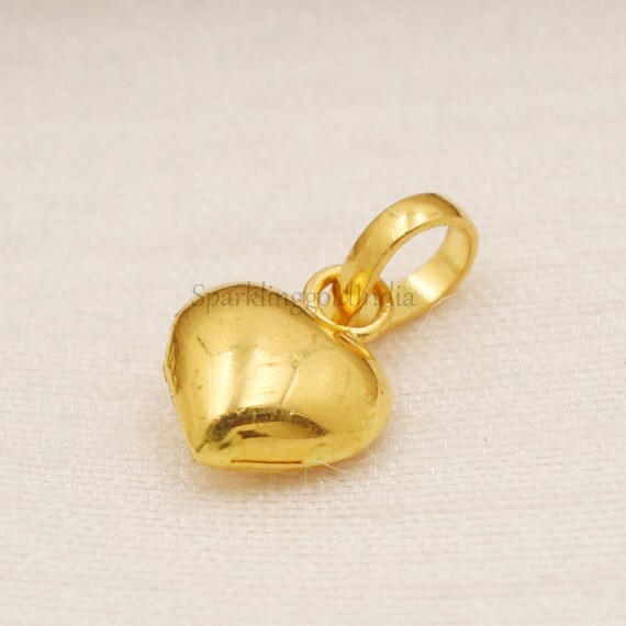 22k Yellow Genuine Gold Puffy Heart Shape Pendant or Locket