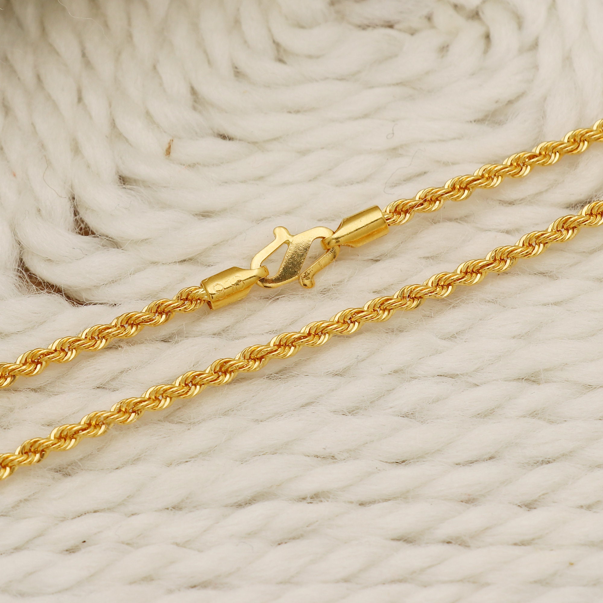 Rope Style 22k Yellow Gold Chain Necklace Jewelry for Gift, Indian Gold ...