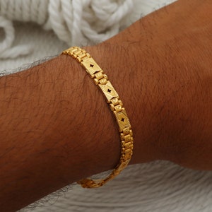 22k yellow gold chain bracelet handmade jewelry for gift, Indian gold 22kt jewelry
