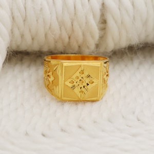 22k solid Yellow Gold handmade indian Ring Jewelry, Gift, Real Gold, handcrafted Gold Ring, all size US
