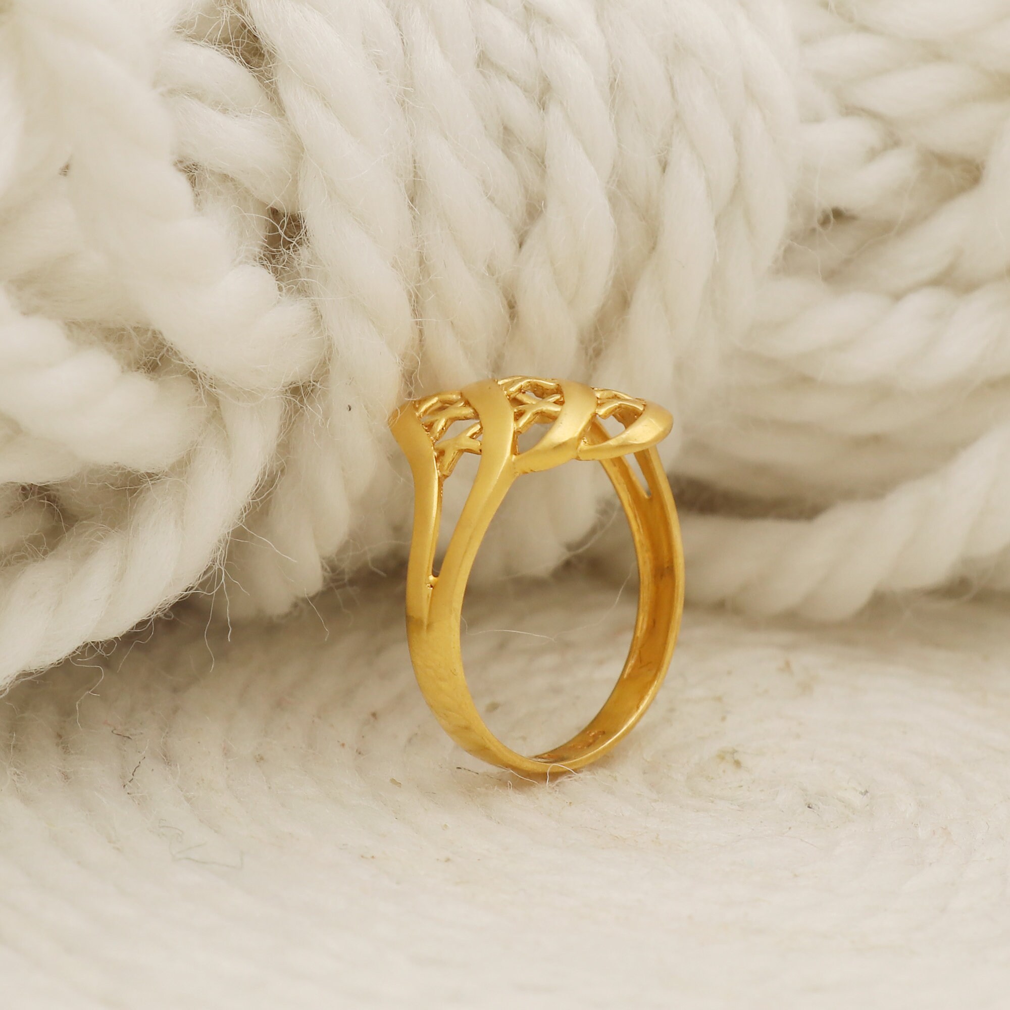 22kt (916) Yellow Gold Handcrafted Ring Featuring an Open