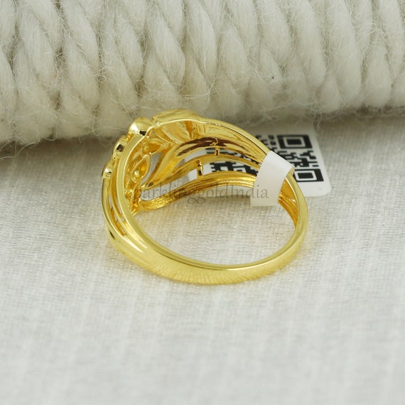 22k Yellow Gold Ring, Handmade Indian Floral Jewelry, Indian