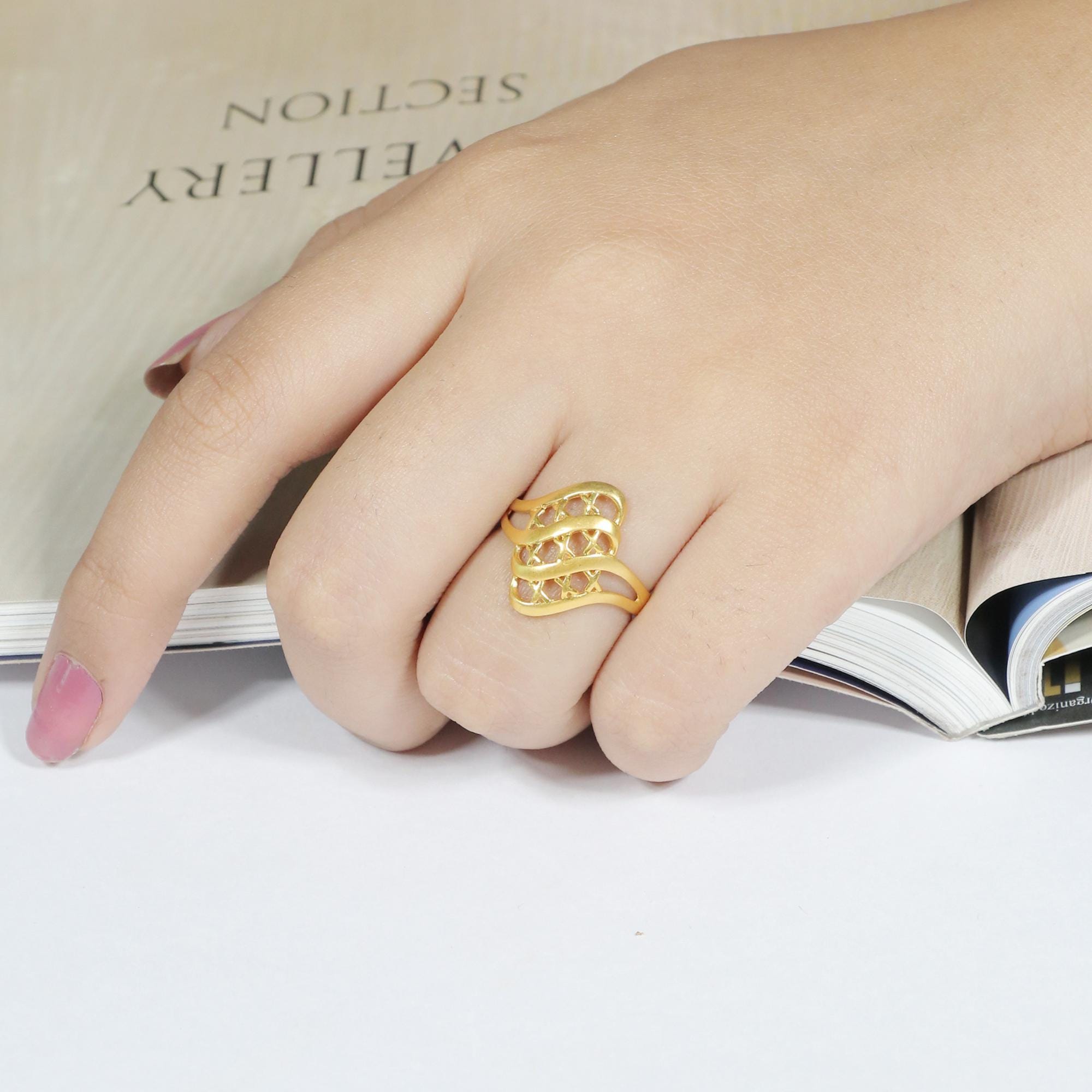 22kt (916) Yellow Gold Handcrafted Ring Featuring an Open