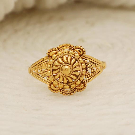 INDIAN JEWELRY IH(Indian Hand Made) リング Fine Crafted 22k Gold Ring, Handmade Indian Jewelry, Women Gold