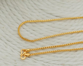 22k yellow gold chain necklace handmade jewelry for gift, Indian gold 22kt jewelry for gift Free Shipping