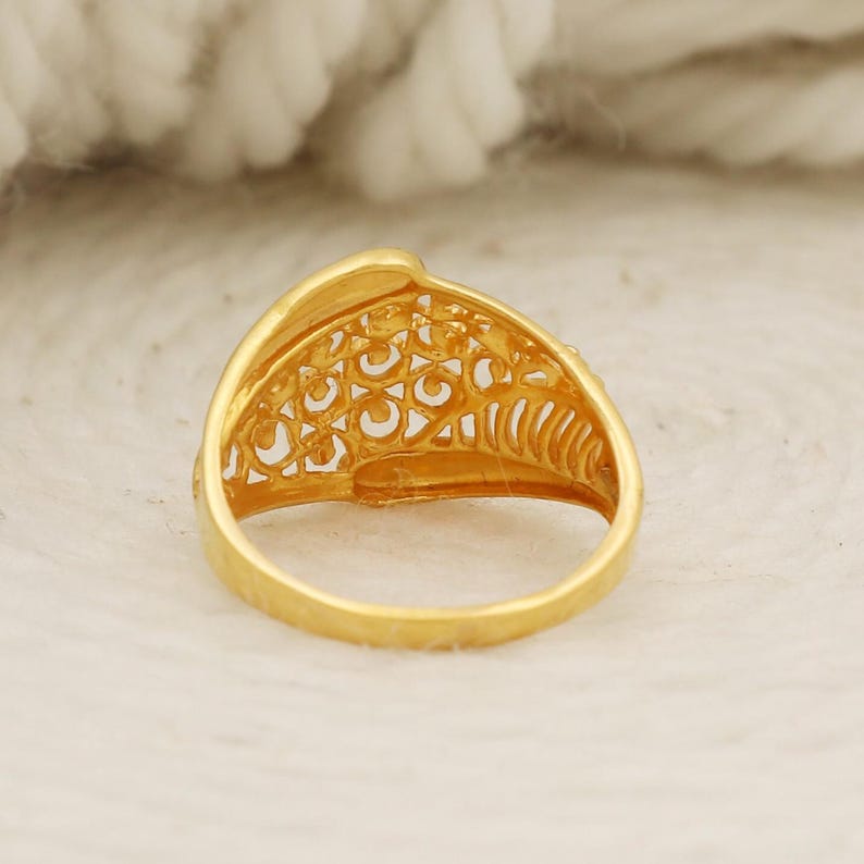 Fine Gold Rings Handcrafted 22K Fine Gold Filigree Ring Featuring an Intricate Jali or ...